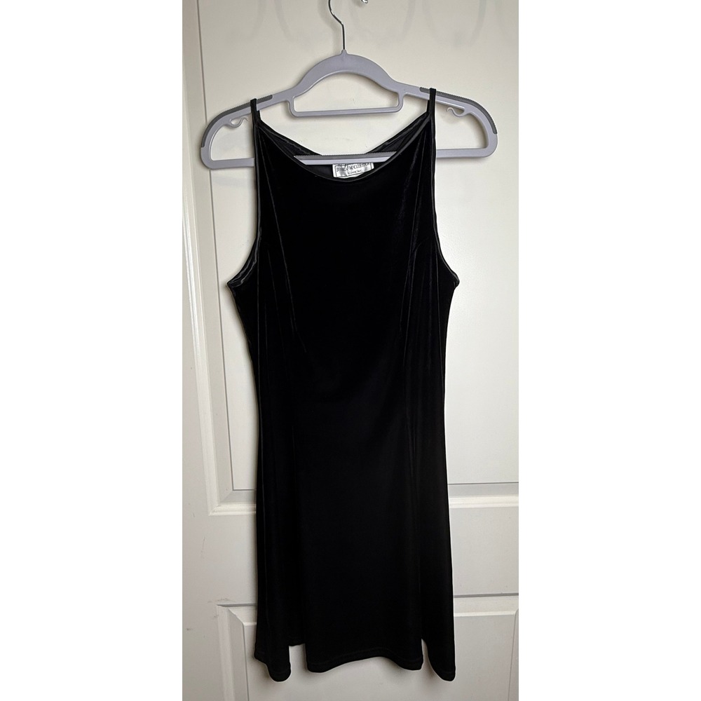 Vtg Jessica McClintock Gunne Sax Black Velvet Mini Dress 9/10 90s Y2K Party Slip